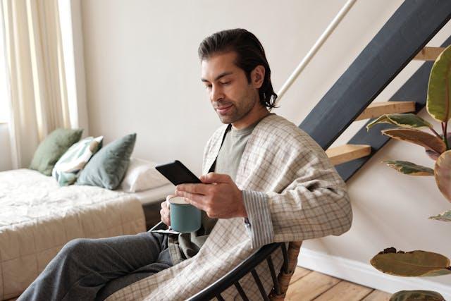 A man looking at his phone