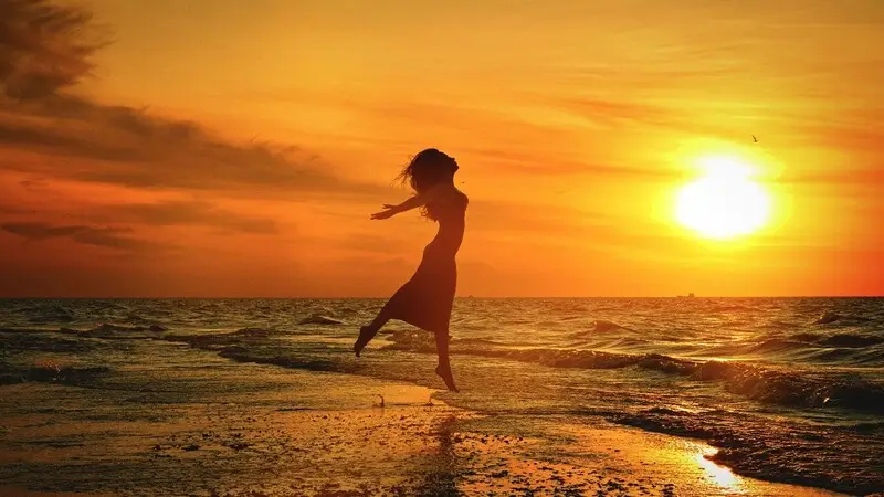 Jumping for Joy on beach